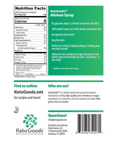 KetoGoods Allulose Simple Syrup (5lb/80oz) - Zero Carbs & Calories | Keto Friendly and No Glycemic Impact - Buy Online on GoSupps.com