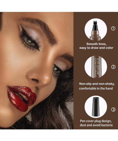4 Point Waterproof Microblading Eyebrow Pencil for Women - Smudge Proof Dark Brown Liquid Makeup - Buy Online on GoSupps.com