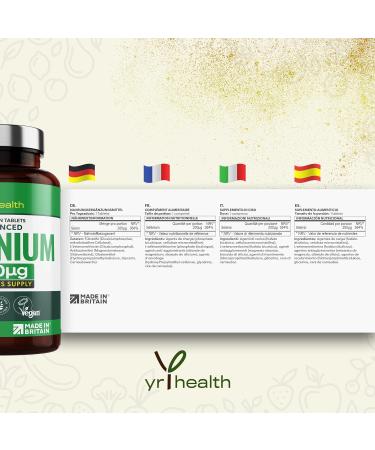 Selenium 200mcg Tablets - 180 Vegan Society Registered Pills for Thyroid & Immune Health - 6 Month Supply - Made in UK | YrHealth - Buy Online on GoSupps.com