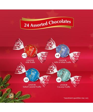  Lindt Lindt Lindor 2024 Assorted Chocolate Advent Calendar | Large 297g | A Delicious Assortment of Milk Salted Caramel Coconut Milk and White Truffles for Him and Her | For - Buy Online on GoSupps.com