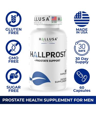 Hallusa Natural Hallprost - Prostate Health Supplement | Urinary Tract & Bladder Support Reduce Frequent Urination | Saw Palmetto Pygeum Pumpkin Seed Zinc Vitamin E | 120 Capsules - Buy Online on GoSupps.com
