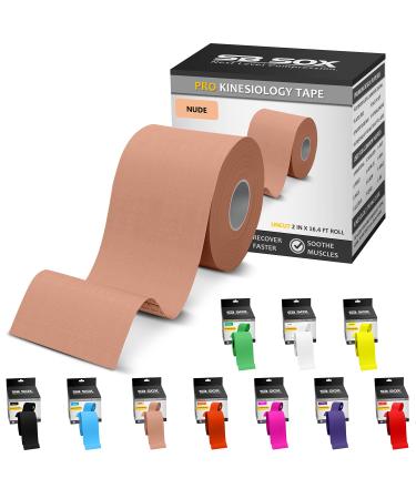 SB SOX Pro Synthetic Kinesiology Tape (Precut & Uncut Options)  Longer Lasting Performance Fabric Option to Our Original Cotton Kinesiology Tape - Also Latex Free, Water Resistant! (Nude - Uncut)