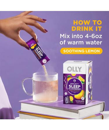 OLLY Immunity Powder Nighttime Support with Melatonin, Elderberry, Vitamin C, D, Zinc - 10 Pack Lemon Flavor - Buy Online on GoSupps.com