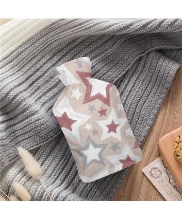 Stars Red Grey Hot Water Bottle with Plush Cover Perfect Hand Warmer for Adults & Children | 26.5x15.3cm | International Shipping Available - Buy Online on GoSupps.com
