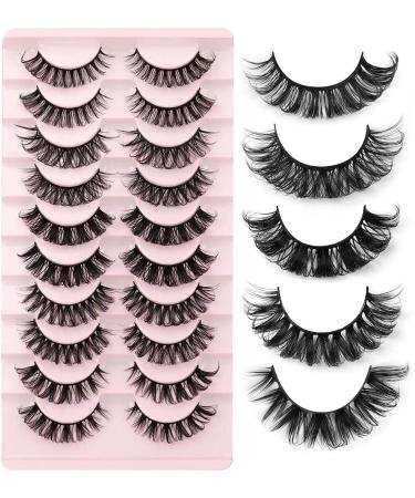 False Eyelashes Russian Strip Lashes D Curly Natural Wispy Fluffy Natural Thick Volume Reusable Handmade Fake Lashes Extension 10 Pairs (5 style mix)