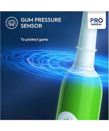 Oral-B Pro Junior Kids Electric Toothbrush | 3 Modes, Sensitive Mode | Christmas Gift for Kids | Ages 6+ | 2 Pin UK Plug | Green - Buy Online on GoSupps.com