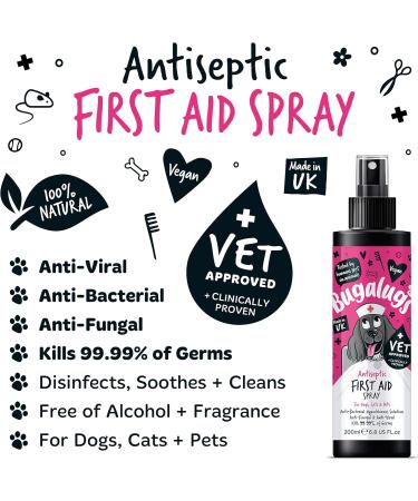 BUGALUGS First Aid Pet Antiseptic spray for dogs puppy & cats 200ml - Antibacterial Antiviral Antifungal spray for cuts wounds & itchy skin - Buy Online on GoSupps.com