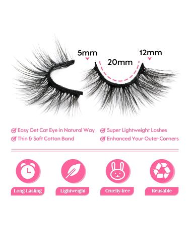 JIMIRE 7 Pairs Half Lashes - Natural Wispy Cat Eye False Eyelashes 3D Effect - 12MM Short Strip Lashes Pack - Buy Online on GoSupps.com