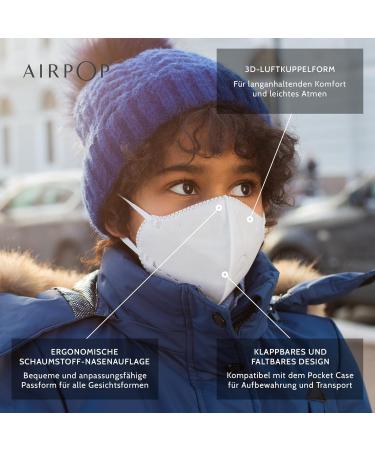 AIRPOP Unisex Kids Face Mask 4 Pack - White | International Shipping Available - Buy Online on GoSupps.com