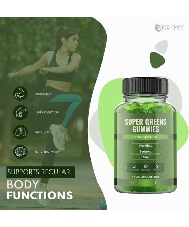 Dr. Emy's Super Greens Gummies - 8 Powerful Blends for Digestion & Immune Support - Vegan Raspberry Flavor - 60 ct - Buy Online on GoSupps.com