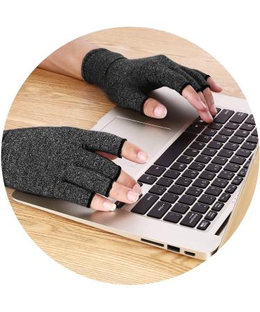 Buy Copper Compression Arthritis Gloves | Best Copper Infused Support for Hands - Fingerless for Men & Women | Medium Grey - Buy Online on GoSupps.com
