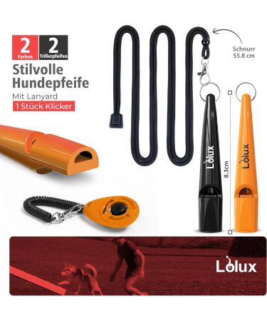 LIOLUX Dog Whistles with Clicker & Lanyard - Professional Training Pipe for Dogs | Loud & Clear R tter Refraction (Orange/Black) - Shop Now! - Buy Online on GoSupps.com