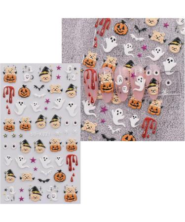 JMEOWIO 3D Embossed Halloween Nail Art Stickers Decals Self-Adhesive 5D Cute Ghost Pumpkin Star Nail Supplies Nail Art Design Decoration Accessories 4 Sheets - Buy Online on GoSupps.com