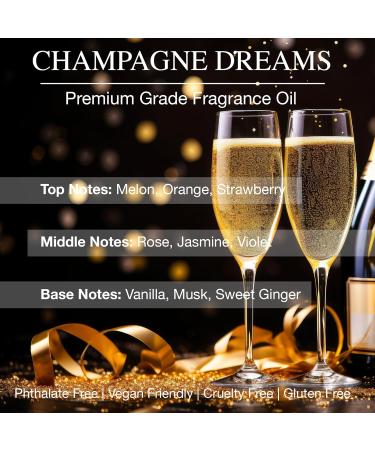 Daniella's Candles Champagne Dreams Scent Oil Premium Grade Fragrance Oil for Perfume Aroma Diffuser Bath and Body Products Incense Soap Candle Making Long Lasting - 100ml/3.4oz Champagne Dreams 3.4 Fl Oz (Pack of 1) - Buy Online on GoSupps.com