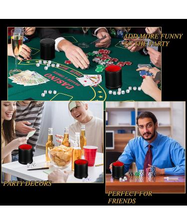 4-Piece PU Leather Dice Cups Set with Quiet Shaker and 20 Dices - Red Felt Lining for Craps and Farkle Games - Buy Online on GoSupps.com