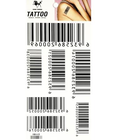 ONCEX 1 Sheet Barcodes Numbers Temporary Tattoos Waterproof Black Bar code Tattoo Designs Body Arms Legs Shoulder Back Men Women Painting Cartoon Art Stickers Water Transfer  8X4 Inch