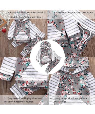 TMEOG Baby Hooded Sweatshirt and Pants Set - Grey Floral | 6-12 Months - Buy Online on GoSupps.com