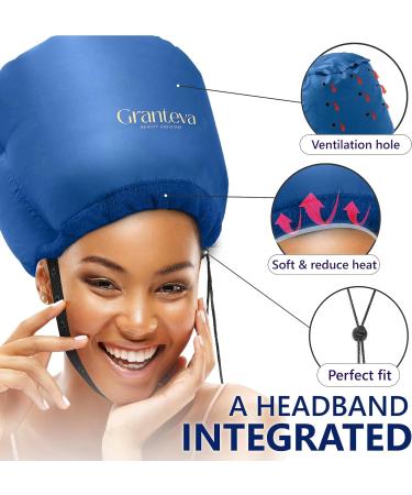 Hair Dryer Bonnet w/A Headband Integrated That Reduces Heat Around Ears & Neck - Hair Dryer Diffuser Cap for Hair Dryer Curly Hair Speeds Up Drying Time Deep Conditioning at Home - Large (Blue) - Buy Online on GoSupps.com