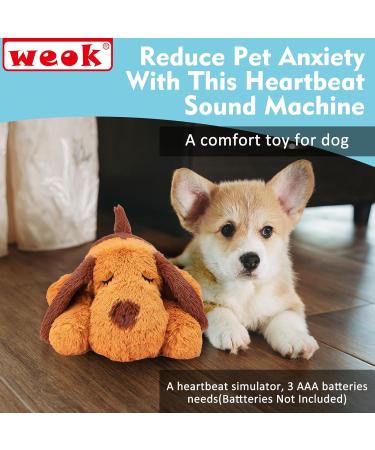 WEOK Puppy Heartbeat Toy - Anxiety Relief Plush for Dogs & Cats - Calming Behavioral Aid - Brown - Buy Online on GoSupps.com