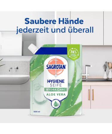 Sagrotan Hand Soap Refill Aloe Vera 6 x 500 ml | Moisturizing Liquid Soap for Healthy Hands | International Shipping Available - Buy Online on GoSupps.com