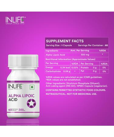 INLIFE Alpha Lipoic Acid Supplement - 300 mg ALA Antioxidant 60 Vegetarian Capsules for Optimal Health - Buy Online on GoSupps.com