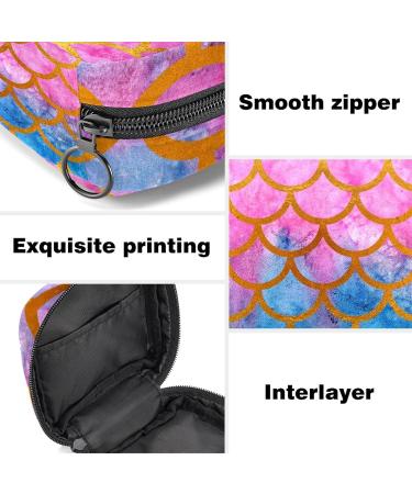 Colorful Mermaid Fish Scales Sanitary Napkin Storage Bag | Portable First Period Pads & Tampons Holder | Large Capacity Makeup Bag for Girls & Women - Buy Online on GoSupps.com