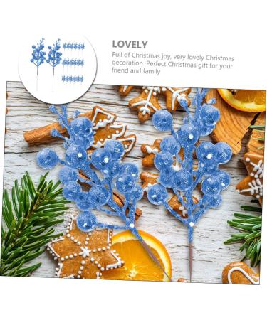 SilteD 20pcs Fake Berry Stem cutting branch Tree Branches For Decoration christmas tree decorations berry branch decorate artificial berry Foam wreath christmas DIY berries Blue 19X5X5CM - Buy Online on GoSupps.com