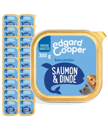 Edgard & Cooper Dog food wet gate dog adult grain -free wet food natural food 300g x 18 fresh chicken & turkey healthy eating tasty balanced high -quality proteins salmon/turkey 300 g (18 Pack)