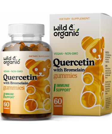 Wild & Organic Quercetin with Bromelain Gummies - Bromelain Quercetin Supplement for Immunity & Respiratory Function - Quercetin and Bromelain Gummy - 60 Pear-Flavored Chews - Buy Online on GoSupps.com