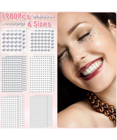 1980pcs Self Adhesive Clear Rhinestone Stickers - Shynek Stick on Rhinestone Gems for Face, Hair, Makeup & Crafts | 6 Sizes - Buy Online on GoSupps.com