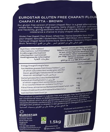 Eurostar Chapati Atta Gluten-Free Flour 1.5kg - Medium Brown (Pack of 1) - Buy Online on GoSupps.com