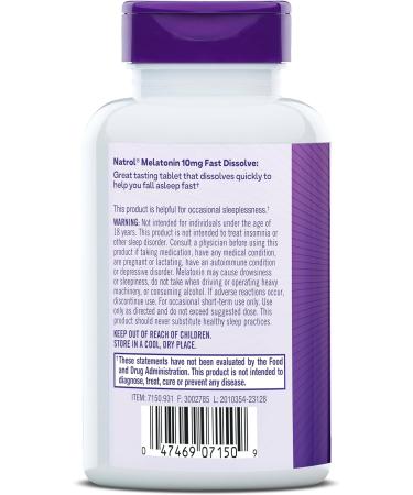 Natrol Melatonin Fast Dissolve Tablets 10mg 100 Count Strawberry - Fall Asleep Faster, Stay Asleep Longer, Easy to Take, Immune Support - Maximum Strength - Buy Online on GoSupps.com