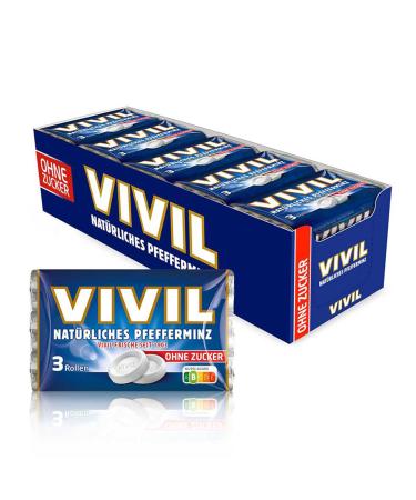 Vivil roll natural peppermint without sugar 20 x 3 packs fresh pastilles with peppermint taste sugar -free & vegan 60 x 28g peppermint without sugar 60 rolls (20x3 pack) - Buy Online on GoSupps.com