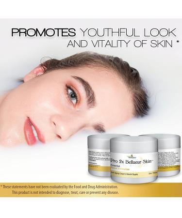 Pro 2x Bellueur Skin Cream - Essential Anti-Aging Facial Moisturizer with Vitamin E & C Ceramides & Collagen - 2 Month Supply for Wrinkles Dry Skin & Uneven Tone - Buy Online on GoSupps.com