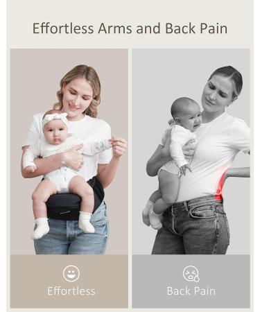 Babymust Baby Carrier with Hip Seat - Ergonomic Adjustable Belt & Pockets for Newborns to 30kg - Black - Buy Online on GoSupps.com