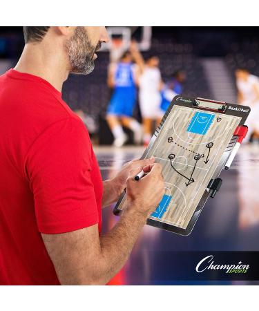 Champion Sports Large & XL Coaching Whiteboard - Full & Half Field Basketball Plays - 2-Sided Dry Erase Board for Strategies & Techniques - Buy Online on GoSupps.com