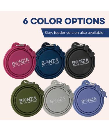 Bonza Foldable Dog Bowl 750ml - Durable Reinforced Edge with Carabiner & Water Bottle Holder | Light Gray - Ideal for Travel - Buy Online on GoSupps.com