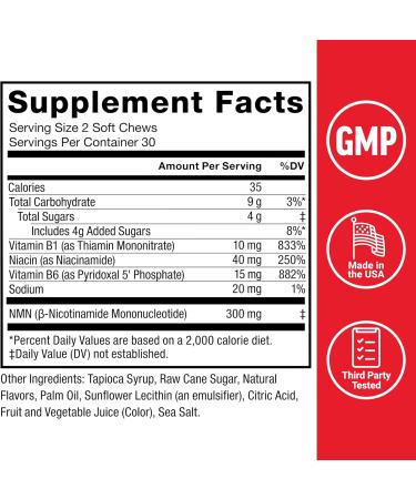 Force Factor NMN Longevity & Anti-Aging Nicotinamide Mononucleotide NAD+ Support Cellular Health Cellular Repair Energy Metabolism Strawberry 60 Soft Chews - Buy Online on GoSupps.com