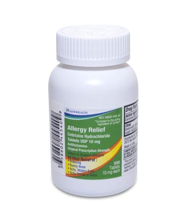 Aurohealth All Day Allergy Cetirizine Hydrochloride Tablets 10 mg Antihistamine 500 Count