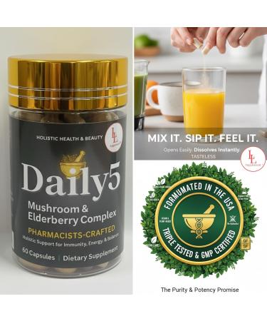 Daily 5 with All Purposes Antioxidants Dietary Supplement | The Pharmacist's Formulation Mushroom Complex LL Supplement - Buy Online on GoSupps.com