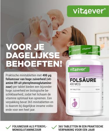 VitaminVersand24 DE Folic acid 400 g 365 tablets in a practical 12month supply Vitamin B9 for fertility & pregnancy High dosage High bioavailability Vegan - Buy Online on GoSupps.com
