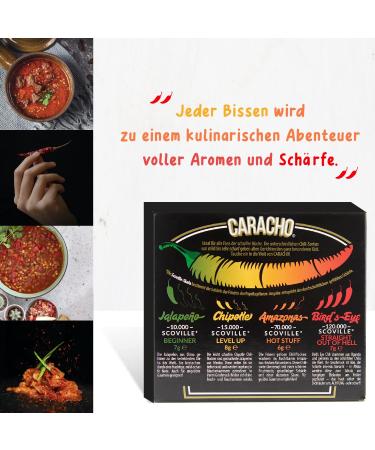 Caracho Chili M hlen Gourmet Set - 4 Mini Mills Gift Set with High-Quality Chili Flakes & Varied Sharpness - Perfect for Spice Lovers - Buy Online on GoSupps.com