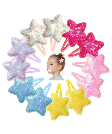 Glitter Star Hair Clips Girls Sequins Butterfly Hair Clip Children's Heart Hair Clips Headpiece Girls Hair Clips Accessory Set (12 Pieces)