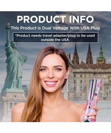HerStyler Fusion 1.25" Ceramic Hair Straightener - Floral Pink Dual Voltage Adjustable Temperature - Chic Multicolored Hairstyles - Buy Online on GoSupps.com