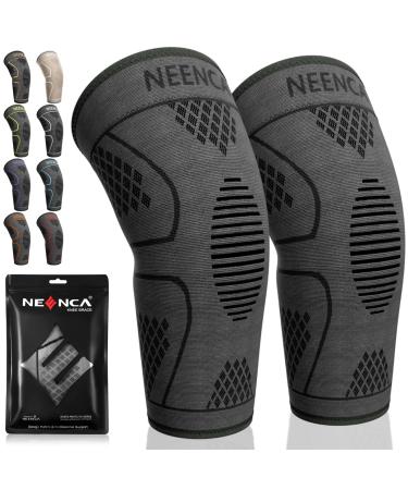 NEENCA 2 Pack Knee Brace, Knee Compression Sleeve Support for Knee Pain, Running, Work Out, Gym, Hiking, Arthritis, ACL, PCL, Joint Pain Relief, Meniscus Tear, Injury Recovery, Sports Large 2 Pack - Black