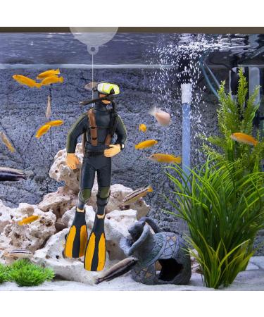 BEKECIDI 2-Pack Aquarium Decorations - Small Divers & Floating Trailer for Creative Sea Landscape - Blue & Orange - Buy Online on GoSupps.com