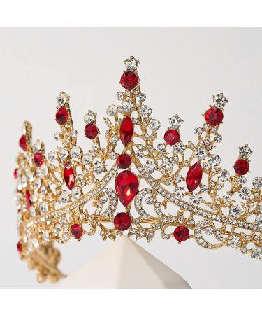 SWEETV Crystal Royal Queen Crown Tiara - Rhinestone Princess Headband for Prom & Birthday in Red - Buy Online on GoSupps.com