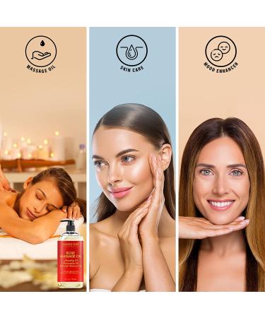 MAJESTIC PURE Rose Massage Oil - Hydrating, Calming & Relaxing Body Oil - Therapeutic Grade, Made in USA - 8 fl oz - Buy Online on GoSupps.com