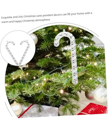 Yardenfun 2pcs Christmas Cane Plastic Playes Christmas Crutch Props Festival Adornment Lollipop Tree Indoor Silver 26x10.5x2.5cm - Buy Online on GoSupps.com