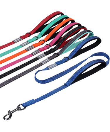 Vivaglory traffic handle dog leash dog leash with two padded handles strong reflective & metal hook training lines for dogs blue 1.5 m x 1.4 cm blue
